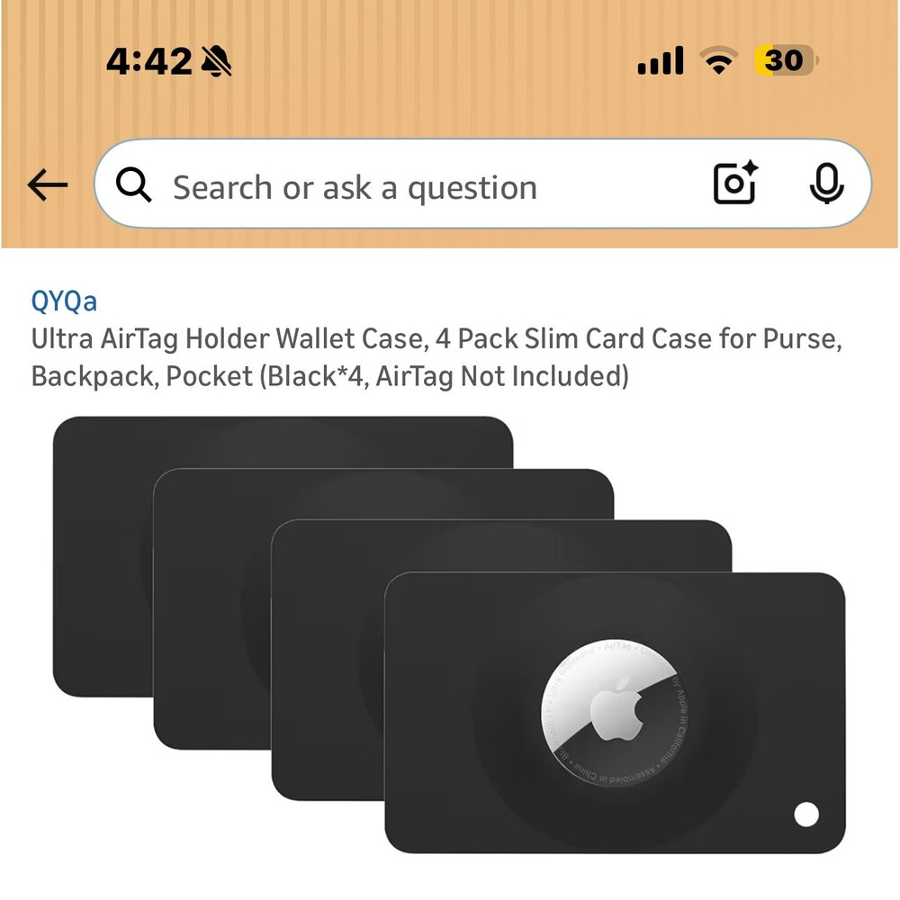 New Ultra AirTag Holder Wallet Case 4 Pack Black